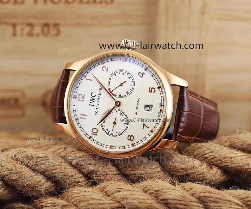 Fake IWC Portuguese 7 Days Power Reserve White Dial Watch - Men Fake IWC Portuguese 7 Days Power Reserve White Dial Watch - Men